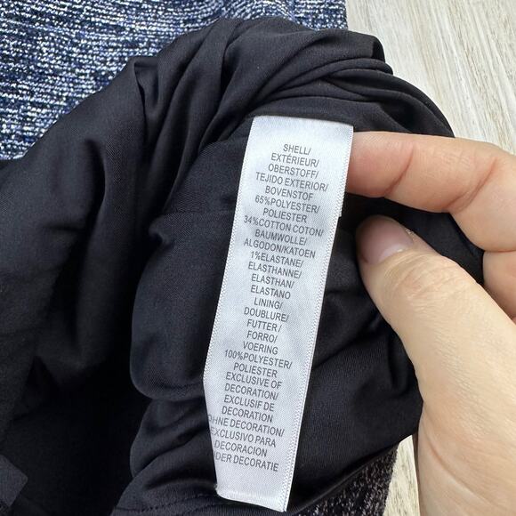 Adrianna Papell Navy Tweed Knit Short Sleeve Elegant Office Chic Shift Dress 10 - Picture 13 of 13